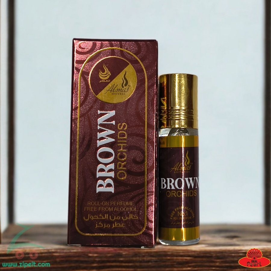 AL-MAS Brown Orchids 6 ml Attar – Rich Floral-Woody Unisex Perfume Oil | Pack of 4